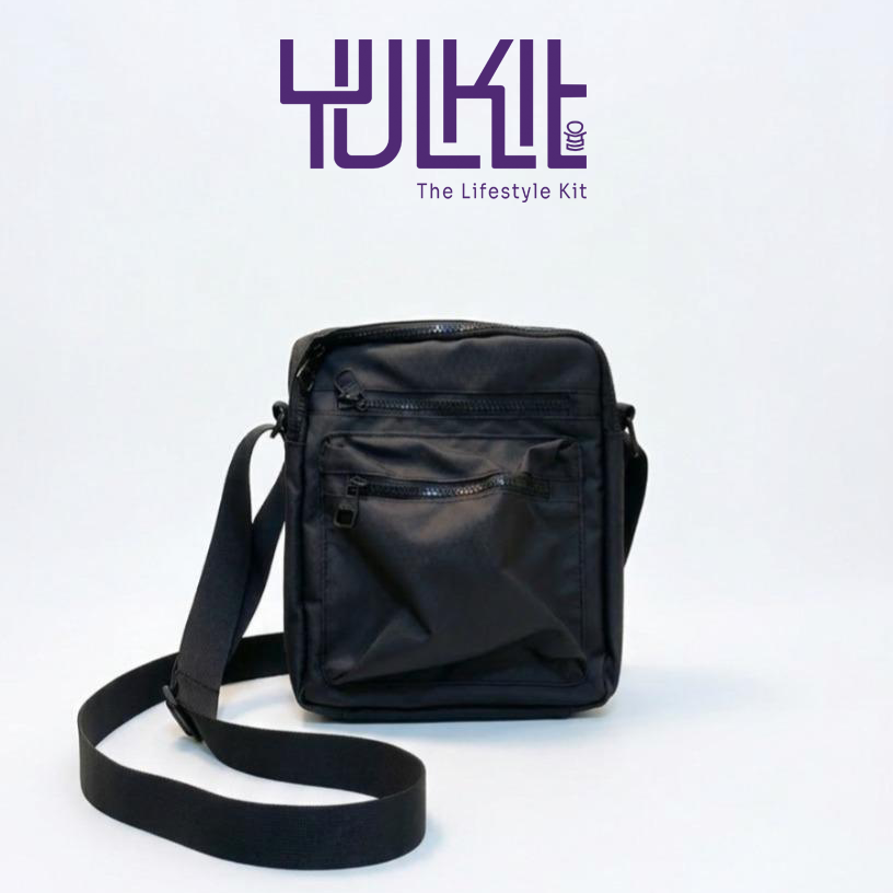Unisex Black Crossbody Shoulder Bag – Lightweight Sling Bag with Adjustable Strap & Zipper Pockets
