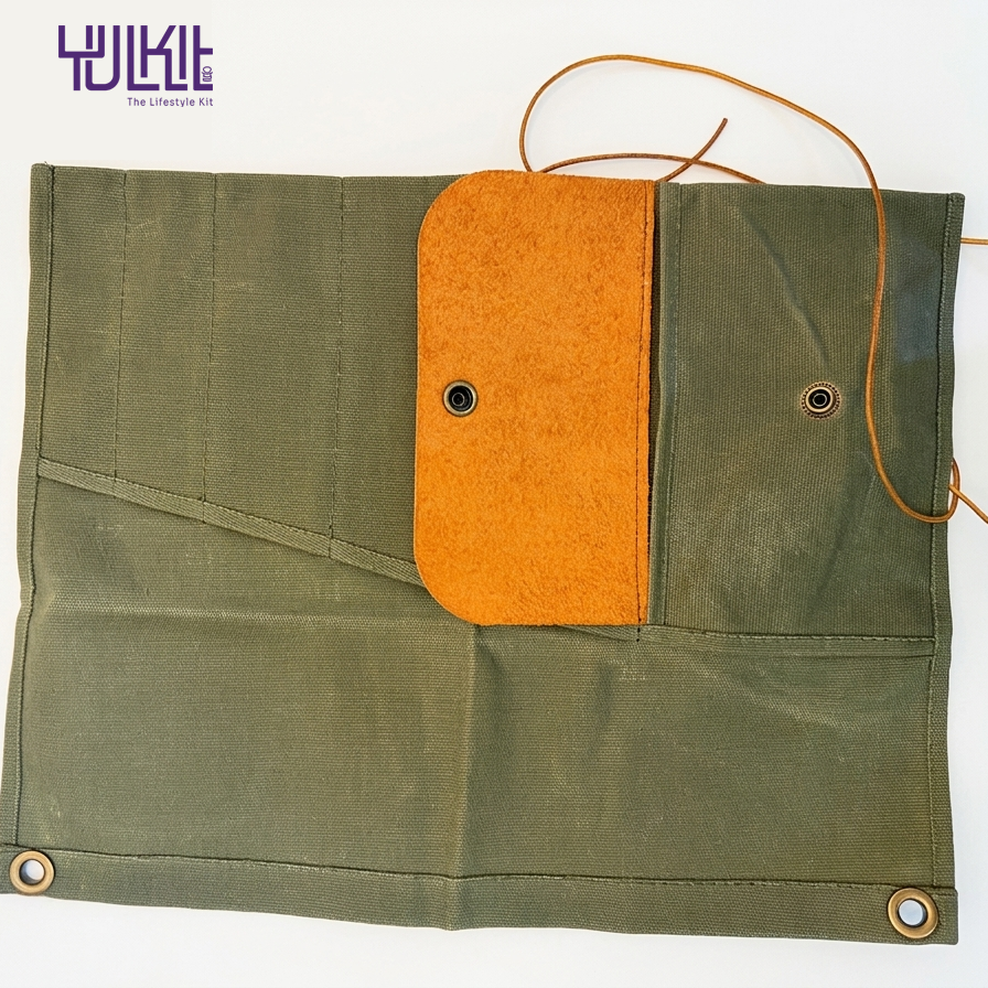 Waterproof Waxed Canvas Tool Roll – Durable Organizer for Camping & Outdoor Gear