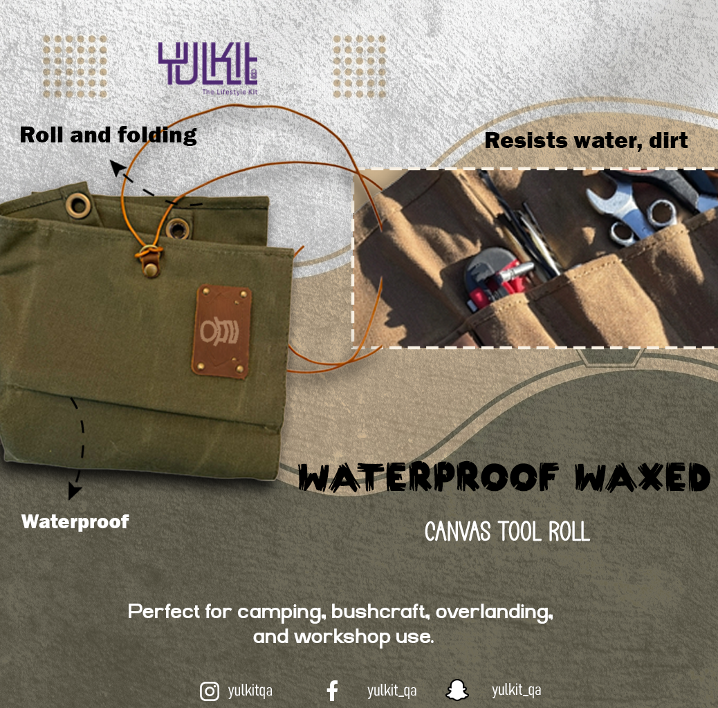 Waterproof Waxed Canvas Tool Roll – Durable Organizer for Camping & Outdoor Gear