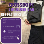Unisex Black Crossbody Shoulder Bag – Lightweight Sling Bag with Adjustable Strap & Zipper Pockets